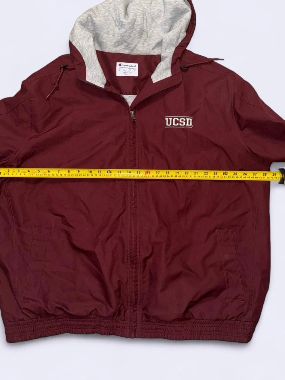 Champion UCSD Windbreaker Jacket 2XL Burgundy Hooded Full Zip Lightweight